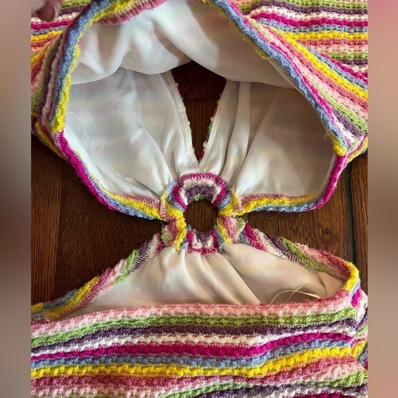 Acoa‎ Cut Out Dress Women S 70s Retro Colorful Mini Boho Bodycon Lined NWT $114 - Picture 8 of 11